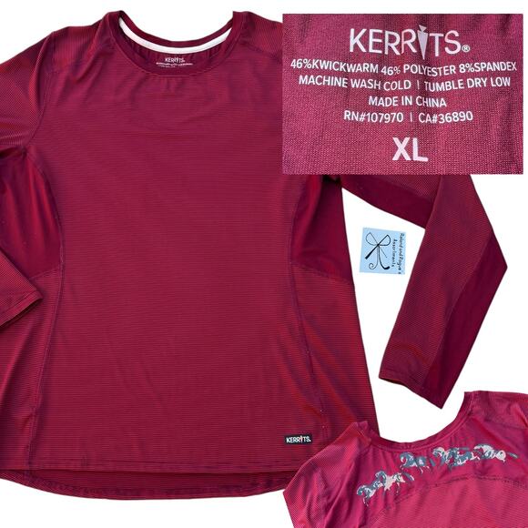 Kerrits Striped Horses Equestrian Base Layer Long-sleeve Riding Sz XL - Picture 1 of 4
